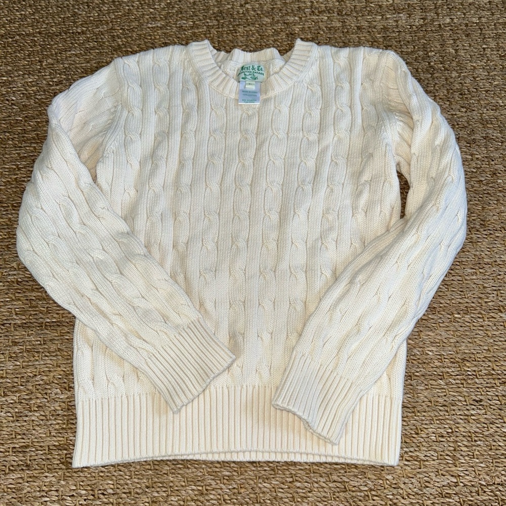 Boys Best & Co Ivory Cable knit Cotton Sweater Size 8